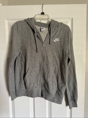Nike Gray Zipper Hoodie with White Logo